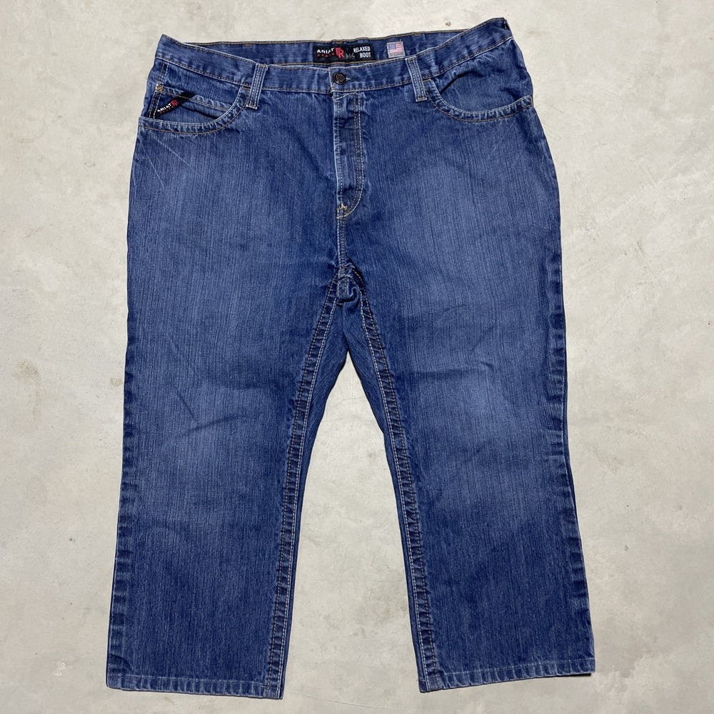 Ariat Rebar M4 FR Men's SZ 42x27 Bootcut Relaxed Low Rise Denim Jeans Pockets